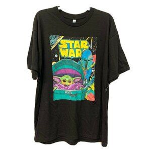 Star Wars Mandalorian Collectibles Retro Neon Graphic T-Shirt Cotton Tee